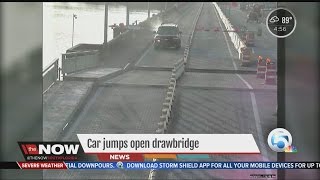 Car jumps open drawbridge [upl. by Nnylahs]