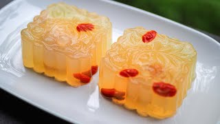 Jelly Mooncake  Chrysanthemum Lychee Jelly 荔枝菊花燕菜月饼 [upl. by Low]