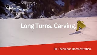 Ski Technique Demonstration  Long Turns Carving [upl. by Stoecker]