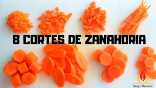 CORTES BÁSICOS DE ZANAHORIA 8 tipos de corte Escuela de cocina [upl. by Nevet]