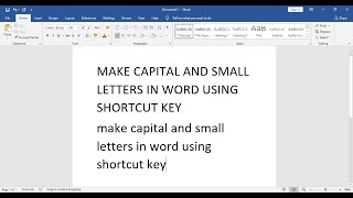 Make Capital and Small letters in MSWord using SHORTCUT KEY  Capitalize letters in the MSWord [upl. by Cacia148]