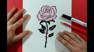 Como dibujar una rosa paso a paso 18  How to draw a rose 18 [upl. by Caiaphas]