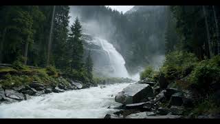 Calming Powerful Mountain Waterfall and River Relaxing Nature Sounds 10 Hours 4K White Noise [upl. by Nerreg]