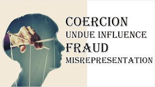 Coercion Undue Influence Fraud Misrepresentation  Indian Contract Act 1872  Law Guru [upl. by Balsam]