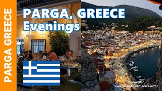 PARGA GREECE  Evening Time in Parga Town  Night Walk Through Beautiful Parga [upl. by Bonn]