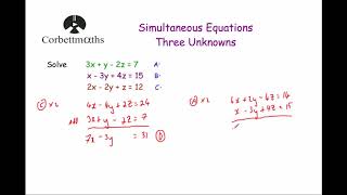 Simultaneous Equations with Three Unknowns [upl. by Eenhpad]