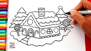 Aprende a dibujar y pintar una CASA DE NAVIDAD fácil  How to Draw and Color a Gingerbread House [upl. by Geneva]