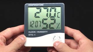 HTC1 LCD Digital Thermometer Hygrometer  Temperature Clock Humidity [upl. by Nwahsud387]