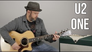 U2 quotOnequot Easy Acoustic Song Lesson For Guitar [upl. by Brozak]