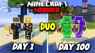 We Survived 100 Days on a MODDED Island  Duo Minecraft 100 Days [upl. by Ilera3]