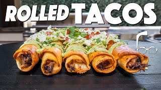 CHEESY JUICY BEEFY ROLLED TACOS AT HOMEWOW  SAM THE COOKING GUY [upl. by Adlitam]