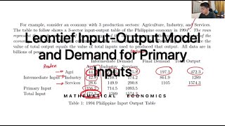 Leontief InputOutput Model and Demand for Primary Inputs [upl. by Ehr]