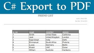 Export C DataTable into Pdf using iTextSharp [upl. by Gerianna]