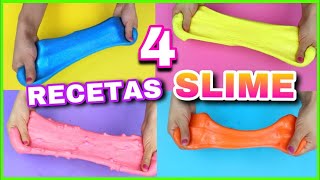 4 RECETAS PARA HACER SLIME  SLIME FÁCIL Y SIN BÓRAX  NatyGloss [upl. by Edy684]