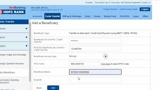 How to add Beneficiary for fund transfer in HDFC Netbanking  HDFC Bank add Beneficiary process [upl. by Rochette]