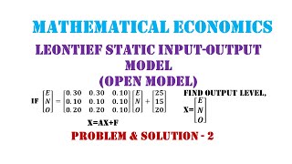 Leontief InputOutput Model  Problem and Solution 2 [upl. by Oriane]