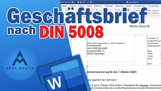 Geschäftsbrief nach DIN 5008 032020 in Microsoft Word [upl. by Akehs]