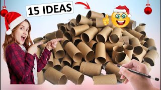 15 MANUALIDADES PARA NAVIDAD CON ROLLOS DE PAPEL Y TUBOS DE CARTÓN IDEAS NAVIDEÑAS 2024 [upl. by Llehcar]