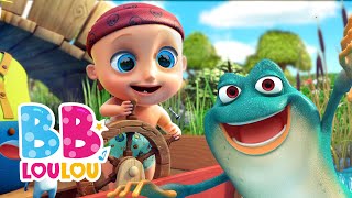 🐸Cinq Petites Grenouilles  Comptines et chansons pour enfants  BB LouLou [upl. by Ermey]