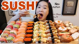 YUMMY SUSHI FEAST Salmon amp Tuna Nigiri Sushi Rolls  Japanese Food Mukbang w Asmr Eating Sounds [upl. by Sitrik]