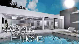 Bloxburg No Gamepass  Spacious White Luxury Home  Family Modern Mansion Speebuild [upl. by Sehguh]