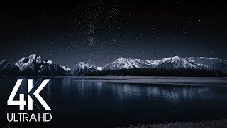 8 Hours Nighttime Ambience  4K Grand Teton and Milky Way  Nature soundscapes [upl. by Edwards]