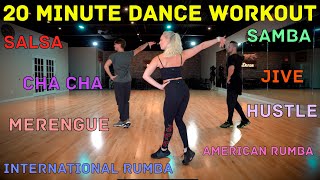 20 Minute Beginner Dance Workout  Hustle Salsa Merengue Cha Cha Rumba and Jive  Follow Along [upl. by Carlie]