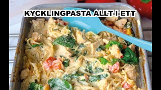 Kycklingpasta alltiett – pasta recept [upl. by Gnuoy]