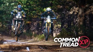 Motorcycles Snow Mountains Honda Africa Twin 1100 vs Triumph Scrambler 1200 XE  Common Tread XP [upl. by Judah]