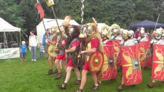 Roman Reenactment at the Amphitheatre in Caerleon Marching In [upl. by Anwahsad]