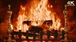 Relaxing Crackling Fireplace 4K  Holiday Yule Log Christmas Ambience No Music [upl. by Saixela]