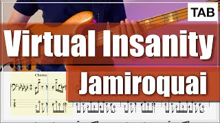 【Bass Tab】【18】Virtual Insanity Jamiroquai【Bass Cover】【4strings】【BassTab】【タブ譜】【Transcription】 [upl. by Notsirb622]