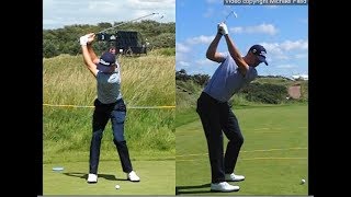 Justin Thomas golf swing  Long Iron faceon amp downtheline July 2017 [upl. by Riggall604]