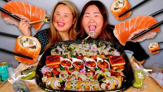 SUSHI MUKBANG 먹방 SPICY TUNA ROLL  SALMON NIGIRI  SUSHI PLATTER  YELLOWTAIL EATING SHOW THE BEST [upl. by Stanfield]