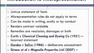 Misrepresentation Lecture 1 of 4 [upl. by Adnarim699]