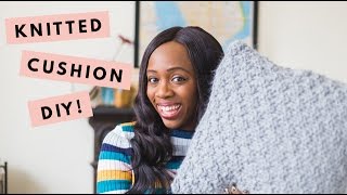 DIY Simple Knitted Cushion Cover Tutorial [upl. by Kong373]