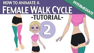 HOW TO ANIMATE A FEMALE WALK CYCLE ▶️▶️▶️ TUTORIAL 02 Intermediate level [upl. by Antin13]