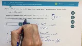 ALEKS  Calculating Equilibrium Composition from an Equilibrium Constant [upl. by Lelith]