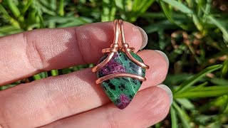 Thick Half Round Wire Cabochon Pendant Wrapping Tutorial [upl. by Enneillij]