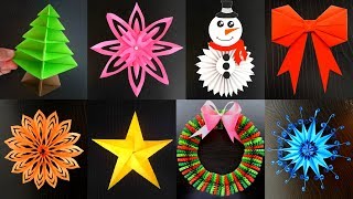 8 DECORACIONES NAVIDEÑAS DE PAPEL PARA HACER EN 5 MINUTOS ideas de decoracion [upl. by Arsi]