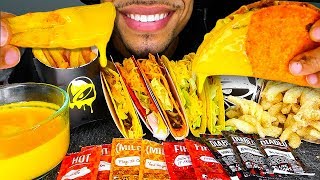 ASMR TACO BELL NACHO CHEESY FRIES CINNAMON TWIST MUKBANG FAST FOOD SAVAGE EATING NO TALKING JERRY [upl. by Gainor]