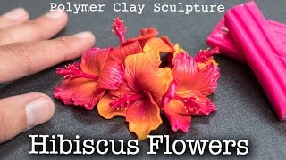 How to Sculpt Hibiscus Flowers  Polymer Clay Tutorial [upl. by Joette428]