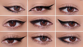 How To 9 Different Eyeliner Styles on HOODED EYES  Easy Beginner Friendly Tutorial [upl. by Zohar]