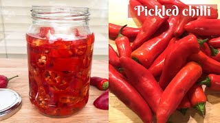 EASY QUICK PICKLED CHILLIES  Homemade Pickled Chilli Recipe [upl. by Kano]