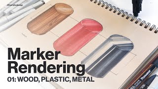 Marker Rendering Tutorial 01 How to Render Wood Plastic and Metal [upl. by Laura71]