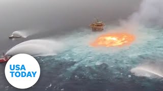 Gas pipeline fire boils underwater in the Gulf of Mexico  USA TODAY [upl. by Naiditch]